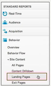 Landing Page Report in Google Analytics